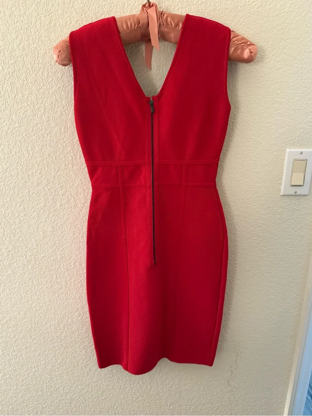 Sleeveless V-Neck Red Bandage Dress